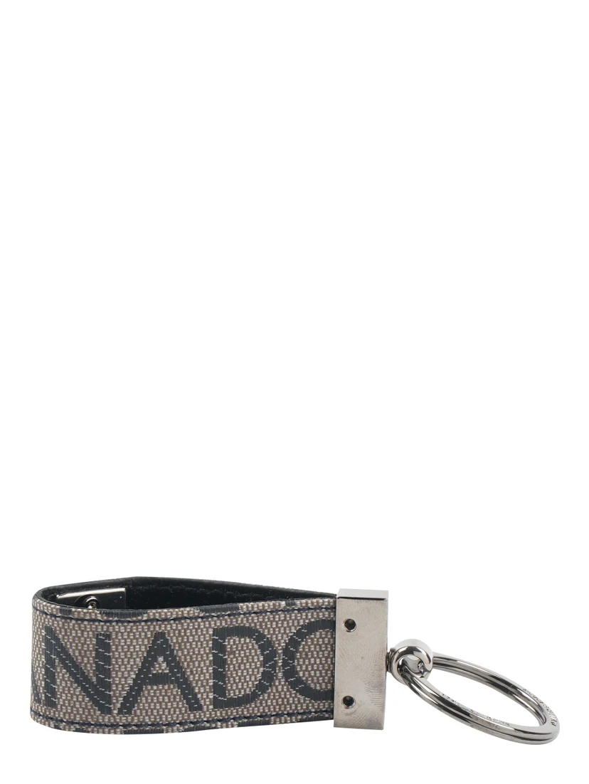 DG Logo Keyring in black jacquard fabric with silver-tone hardware
