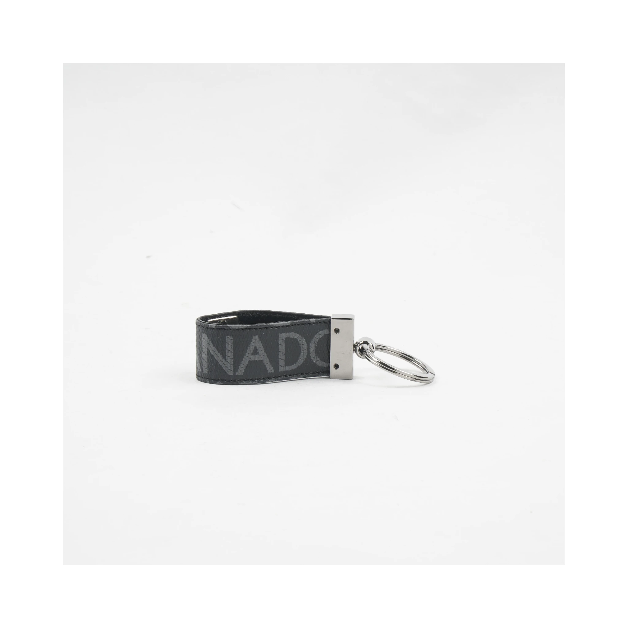 DG Logo Keyring in black jacquard fabric with silver-tone hardware