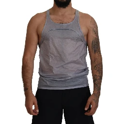 Light Gray Cotton Sleeveless Tank Men Top T-shirt
