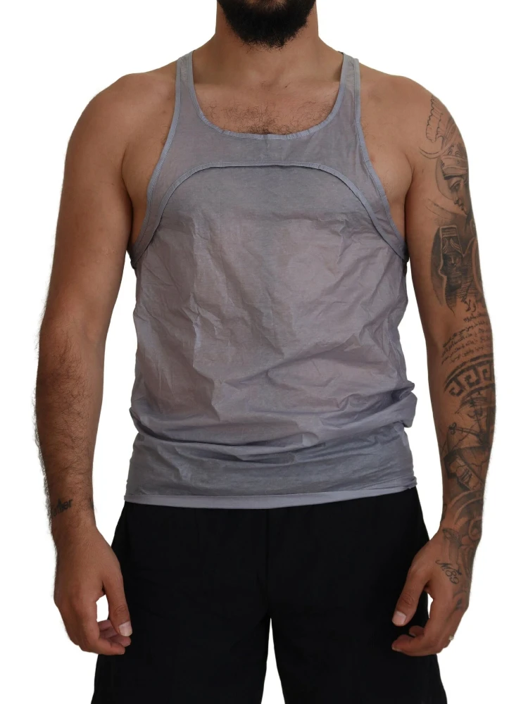 Light Gray Cotton Sleeveless Tank Men Top T-shirt