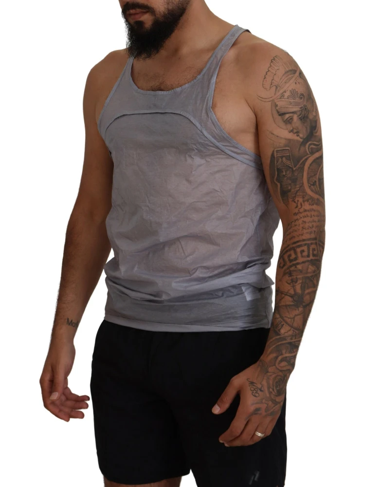 Light Gray Cotton Sleeveless Tank Men Top T-shirt alternative