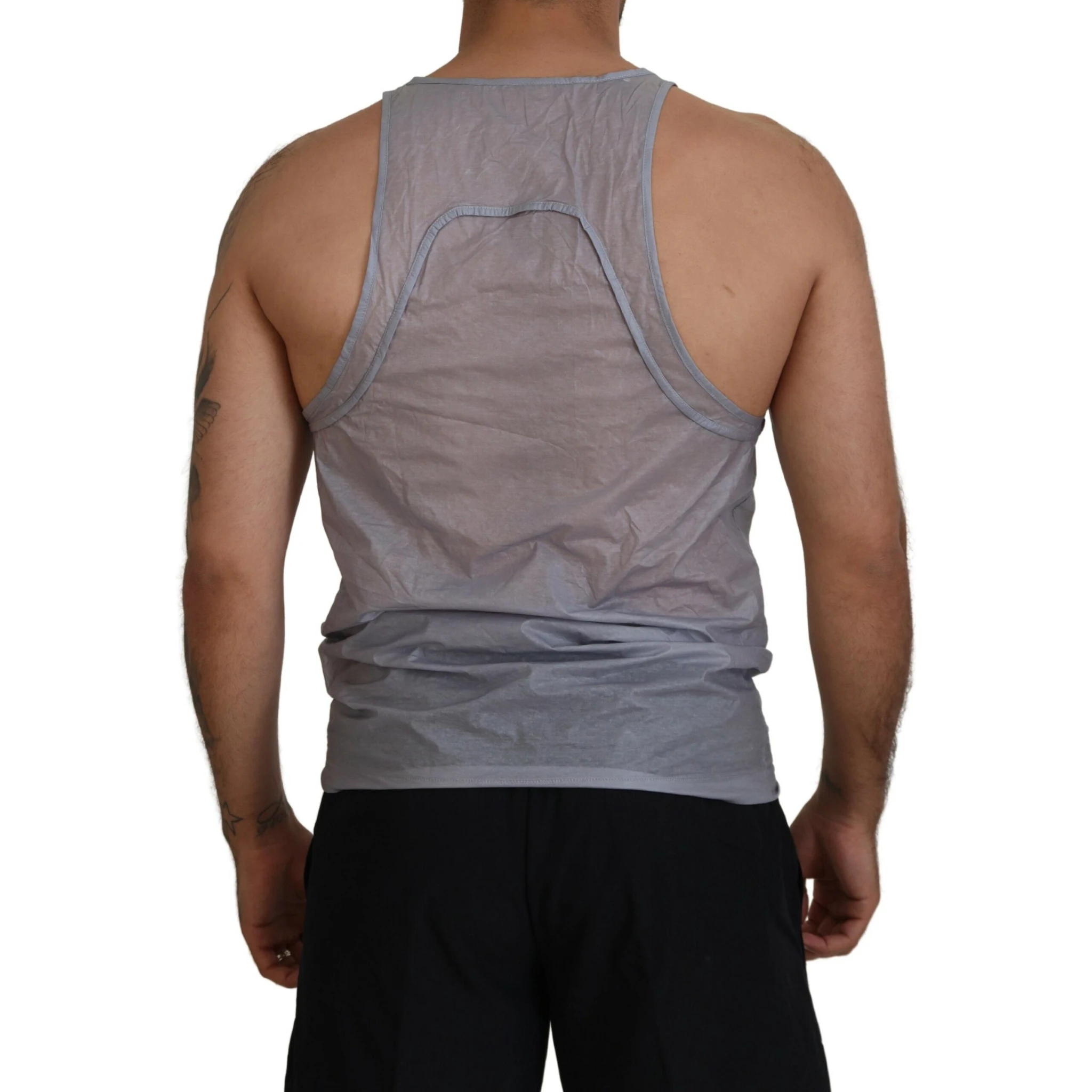 Light Gray Cotton Sleeveless Tank Men Top T-shirt