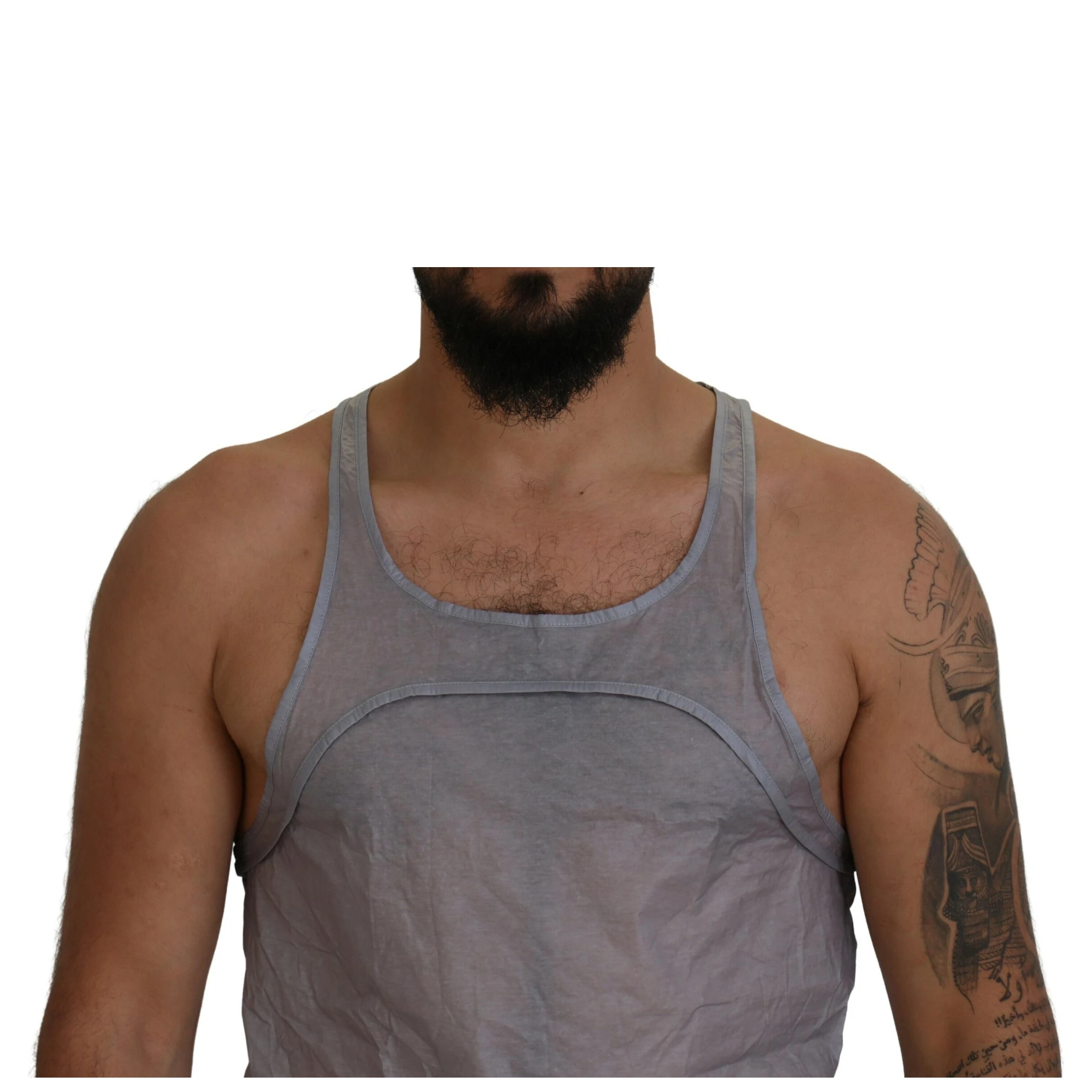 Light Gray Cotton Sleeveless Tank Men Top T-shirt