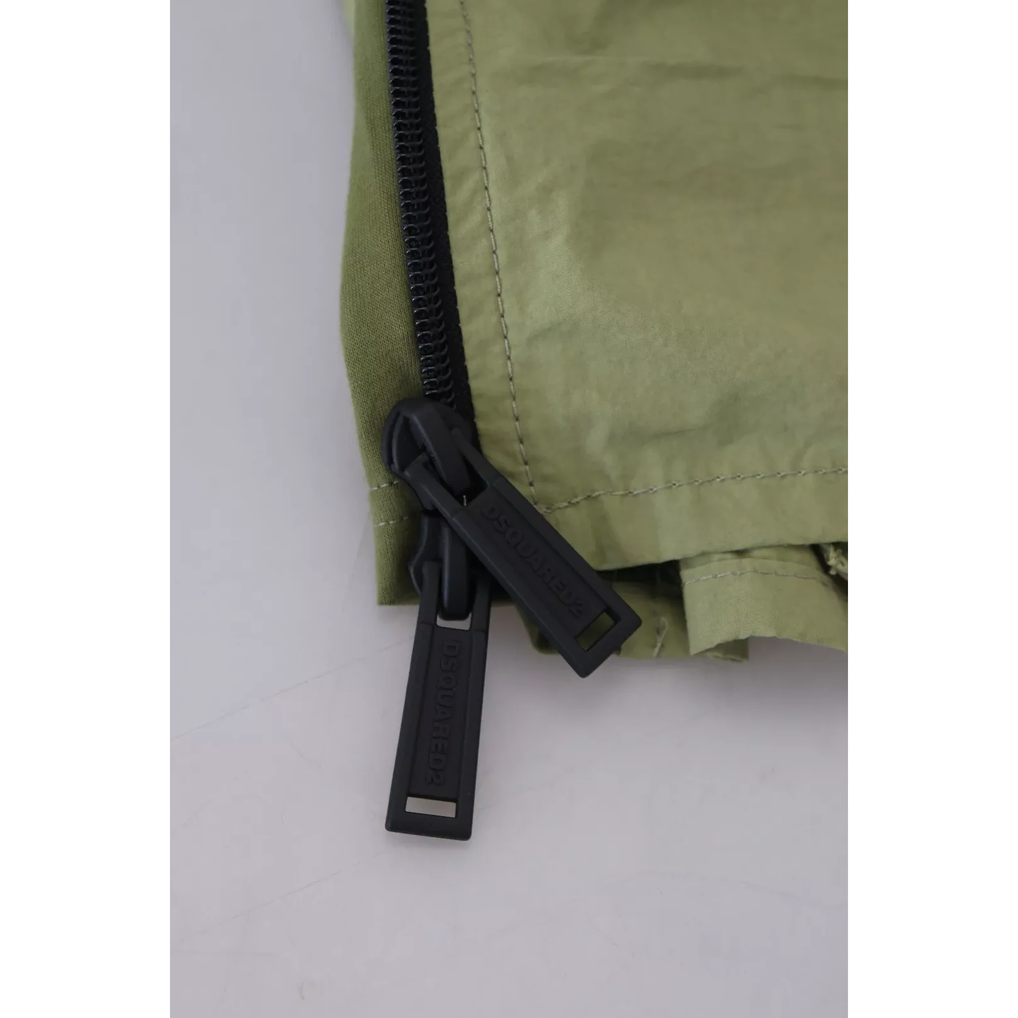 Green Cotton Mid Waist Drawstring Tapered Shorts