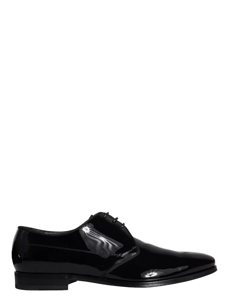 Black Calfskin Leather Derby Men Dress Shoes