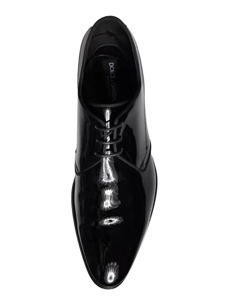 Black Calfskin Leather Derby Men Dress Shoes alternative