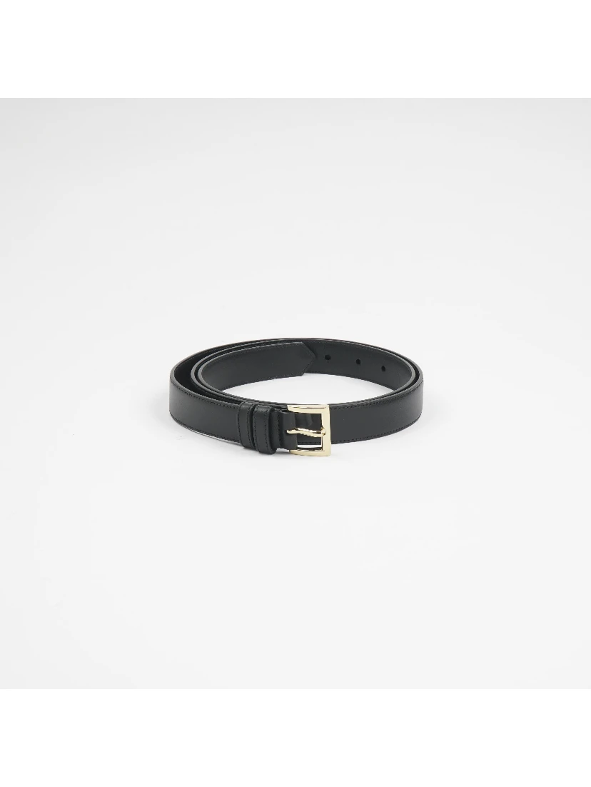 Dolce & Gabbana Black Classic Gold Metal Logo Buckle Belt
