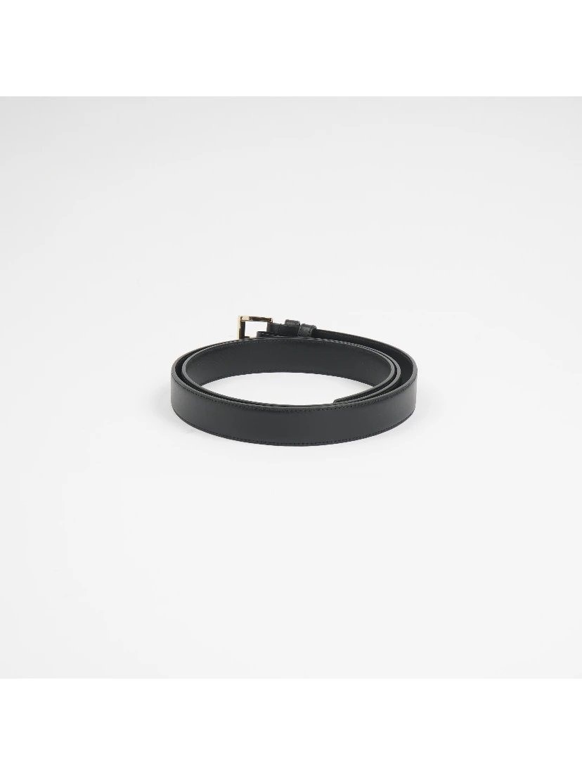 Dolce & Gabbana Black Classic Gold Metal Logo Buckle Belt