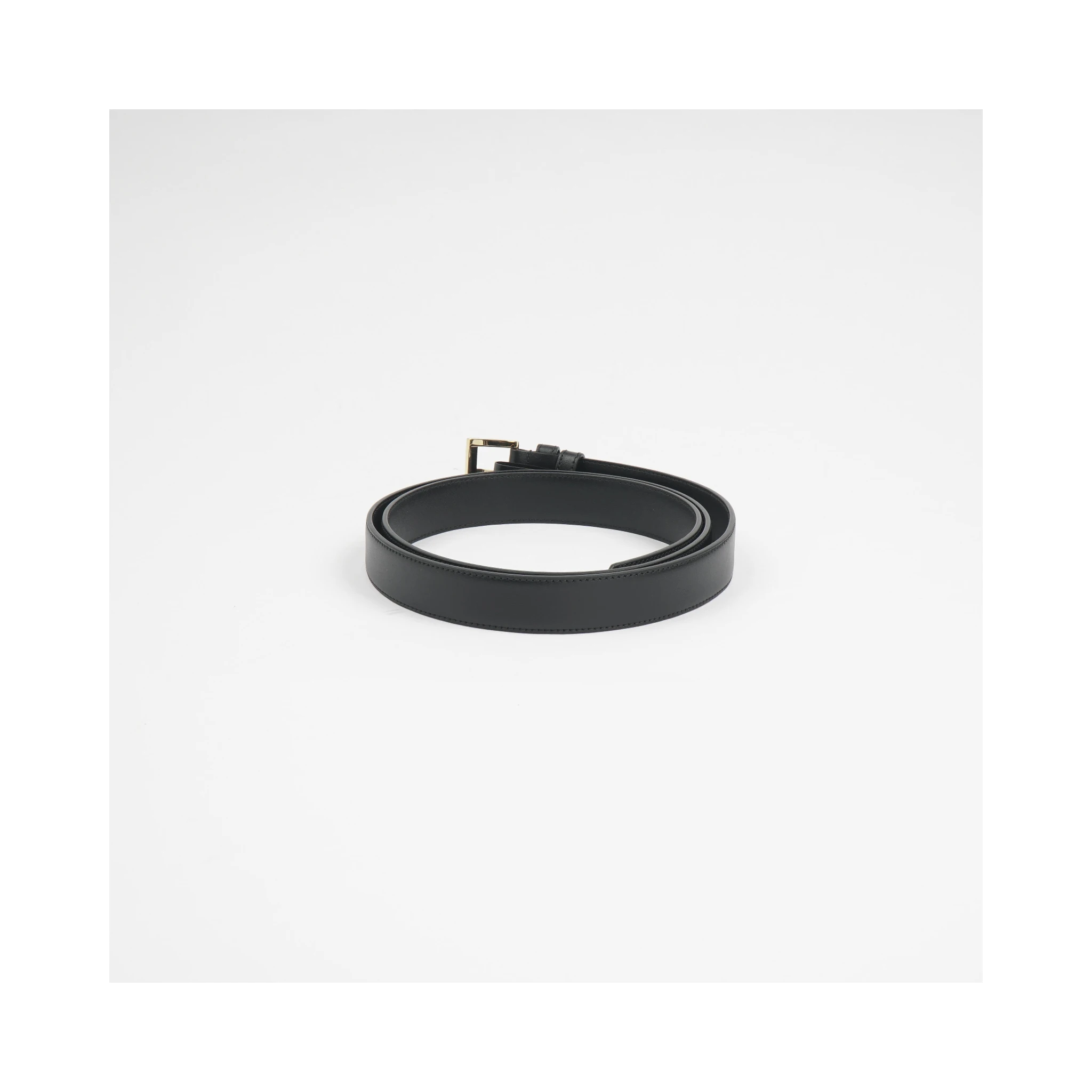 Dolce & Gabbana Black Classic Gold Metal Logo Buckle Belt