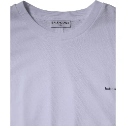 White Logo Cotton Crew Neck Short Sleeves T-shirt