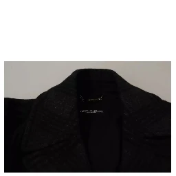 Black Trench Coat Check Wool Jacket