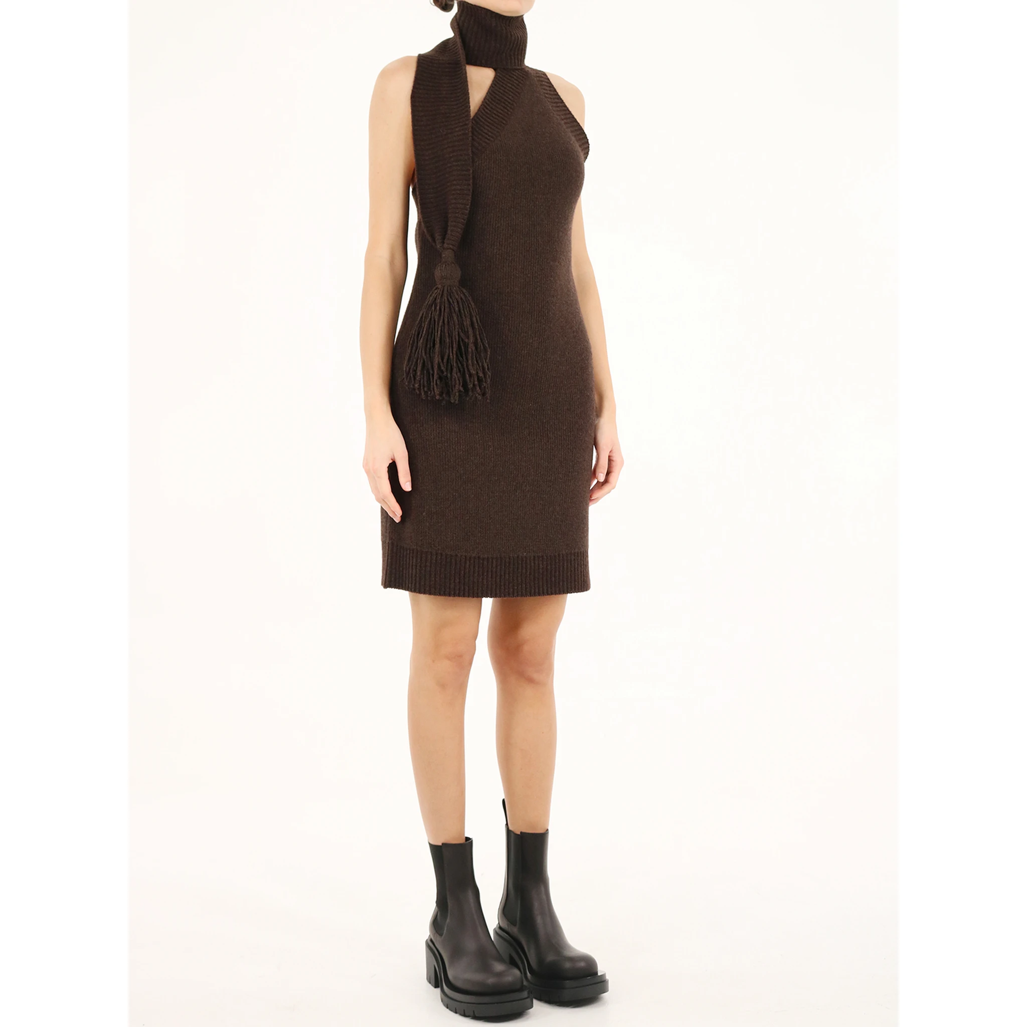 Brown one shoulder dress