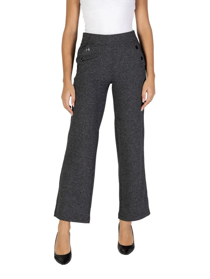 Black Polyester Casual Pants