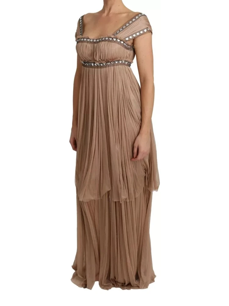 Brown Silk Sleeveless Shift Maxi Dress alternative