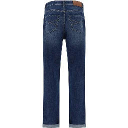 Blue Cotton Straight-Leg Jeans