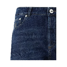 Blue Cotton Straight-Leg Jeans