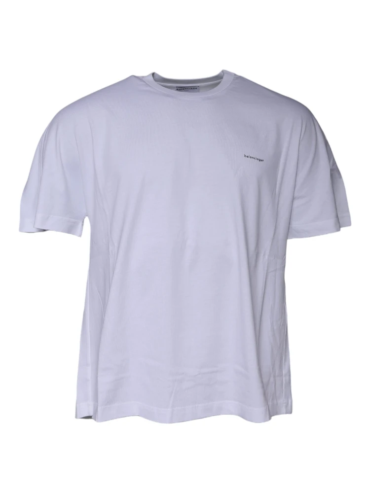 White Logo Cotton Jersey Crew Neck Short Sleeves T-shirt