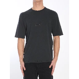 Men's Black Logo Embroidered T-Shirt