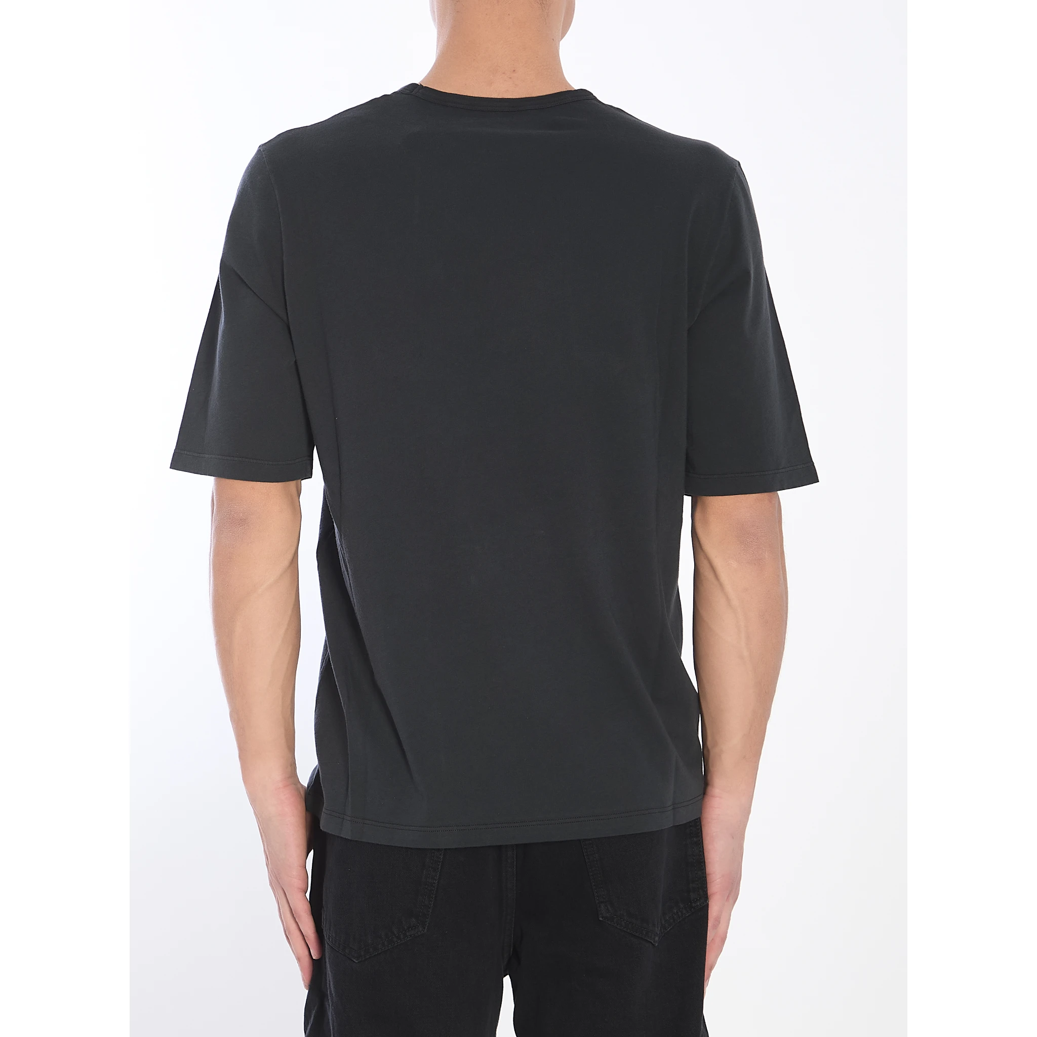 Men's Black Logo Embroidered T-Shirt