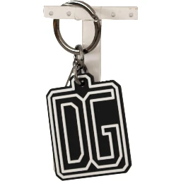 Black White DG Rubber Logo Silver Ring Keychain