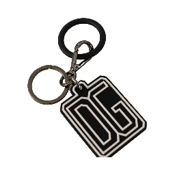 Black White DG Rubber Logo Silver Ring Keychain