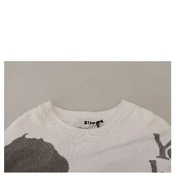 White Cotton Crewneck Pullover Sweatshirt Sweater