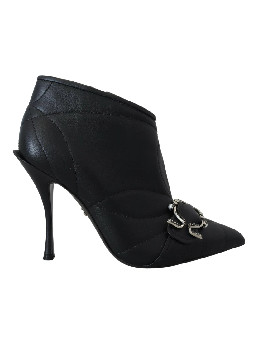 Black Devotion Quilted Buckled Ankle Boots Shoes