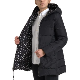 Black Polyester Hooded Reversible Jacket