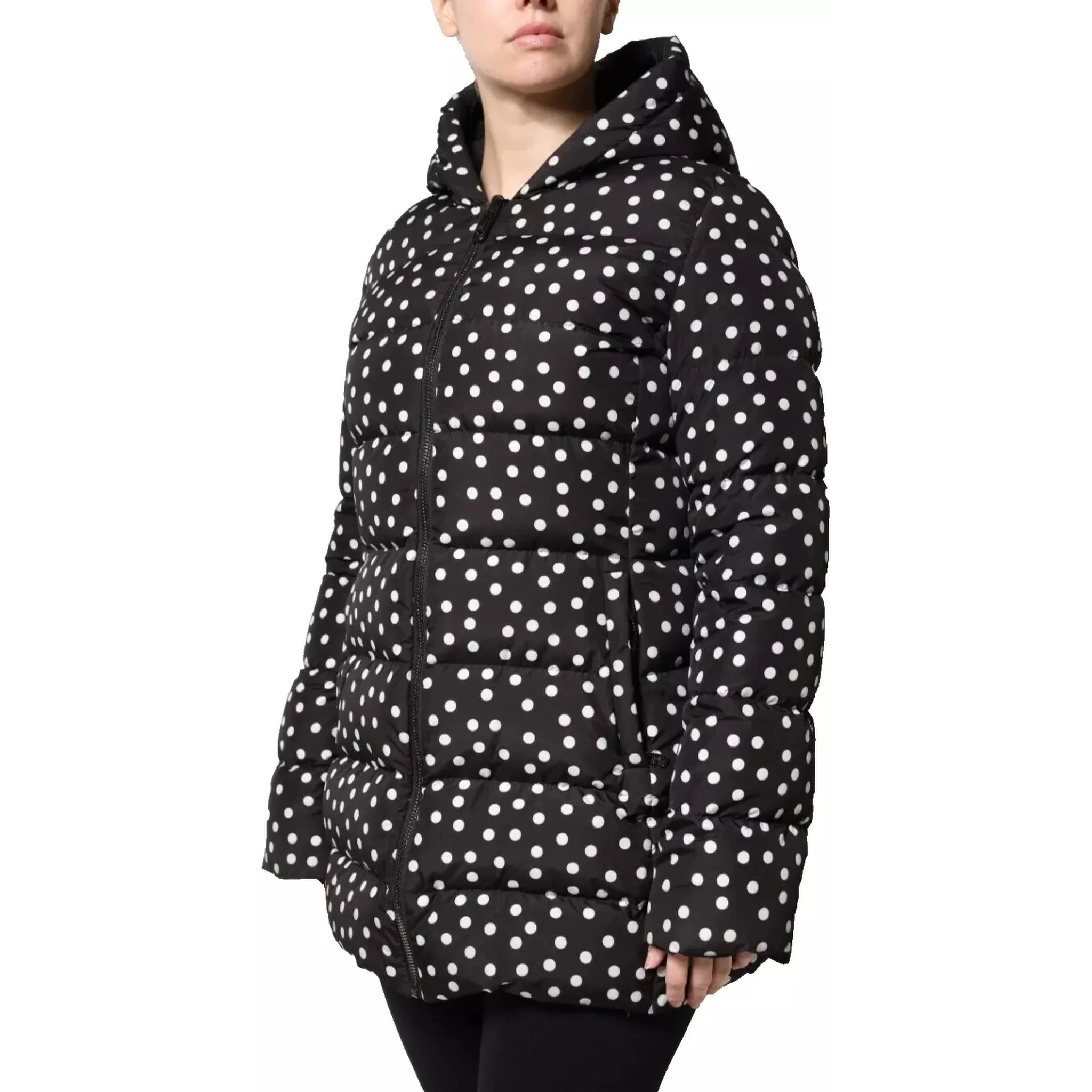 Black Polyester Hooded Reversible Jacket