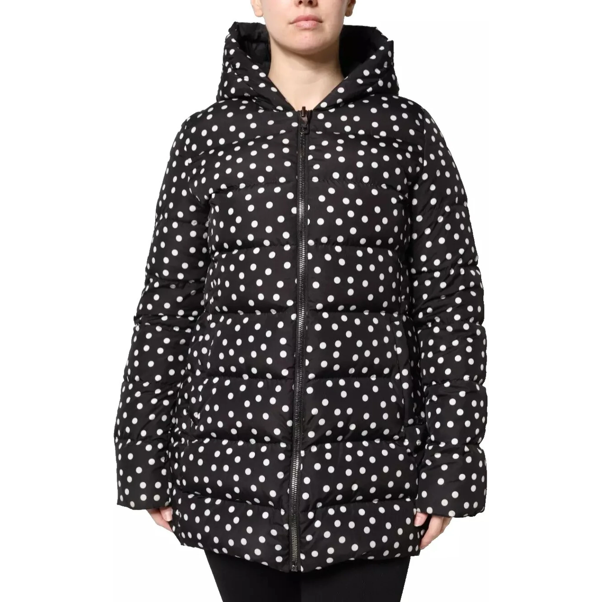 Black Polyester Hooded Reversible Jacket