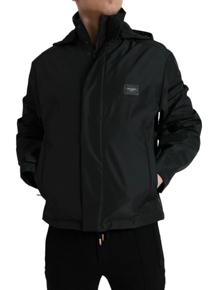 Black Polyester Logo Plaque Hooded Jacket alternative