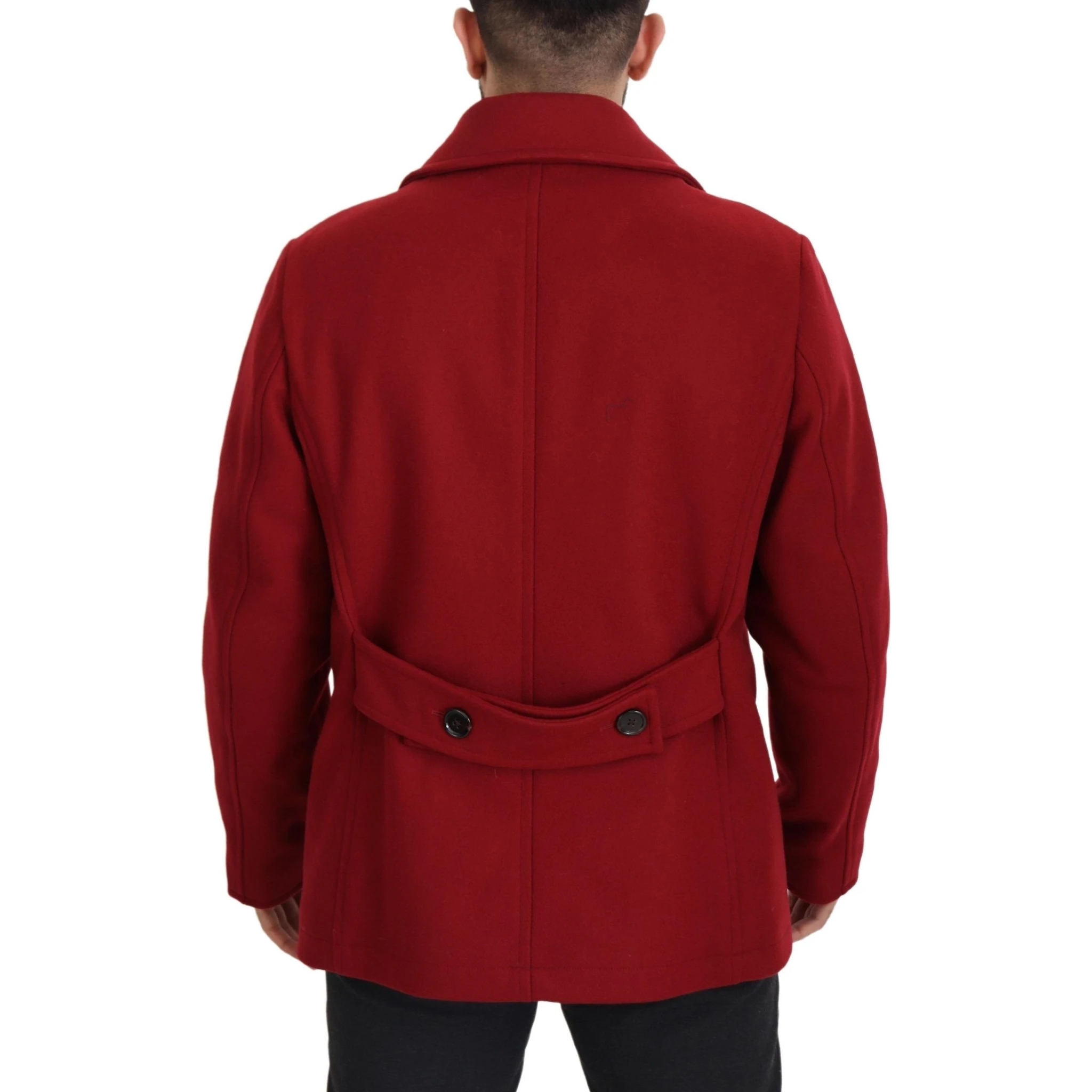 Red Wool Double Breasted Coat Jacket