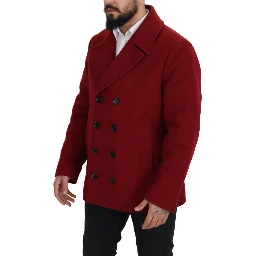 Red Wool Double Breasted Coat Jacket
