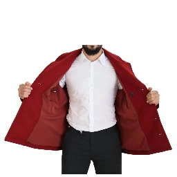 Red Wool Double Breasted Coat Jacket