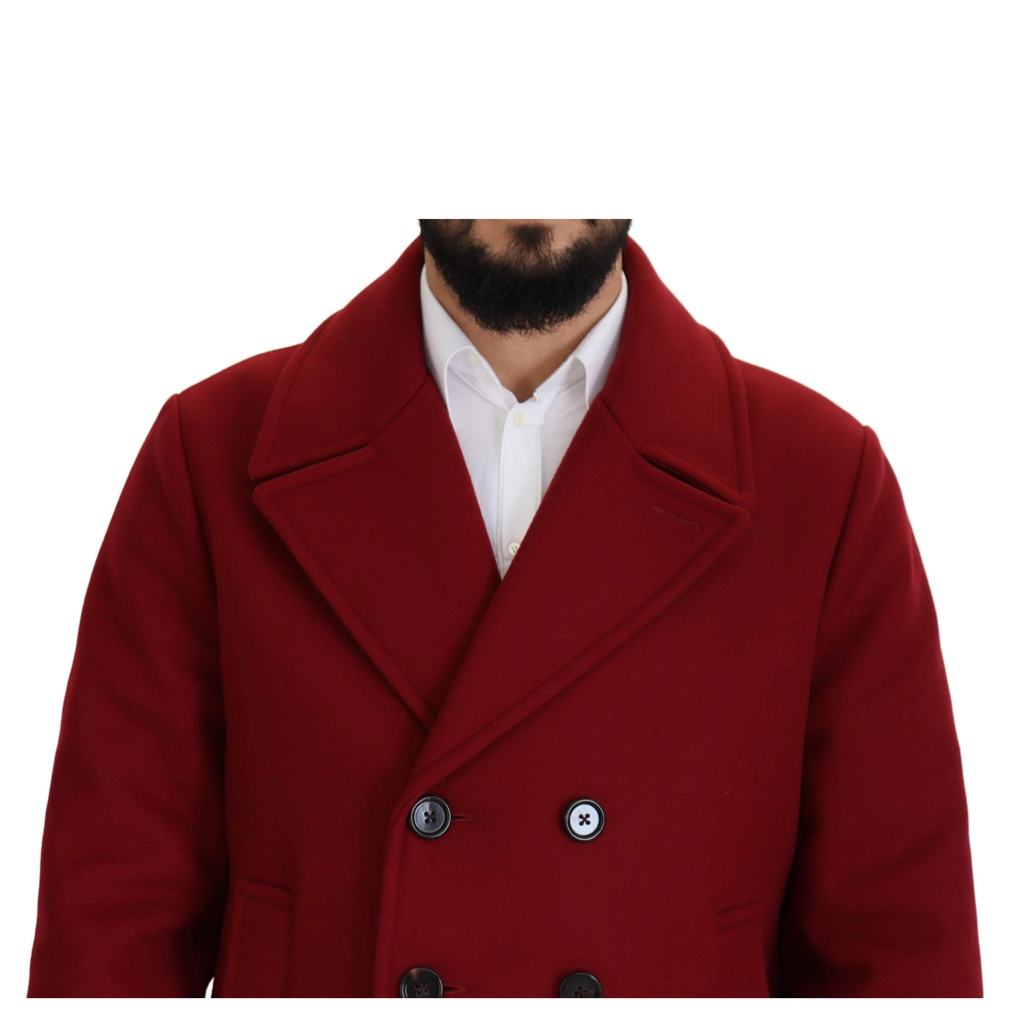 Red Wool Double Breasted Coat Jacket