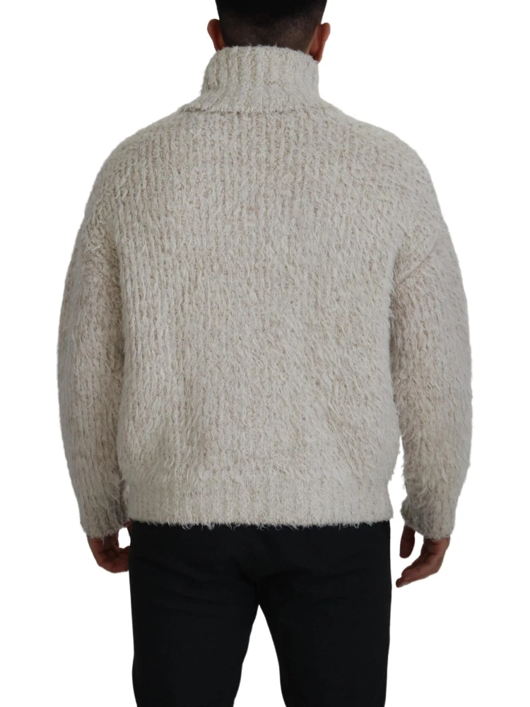 Cream Wool Knit Turtleneck Pullover Sweater alternative