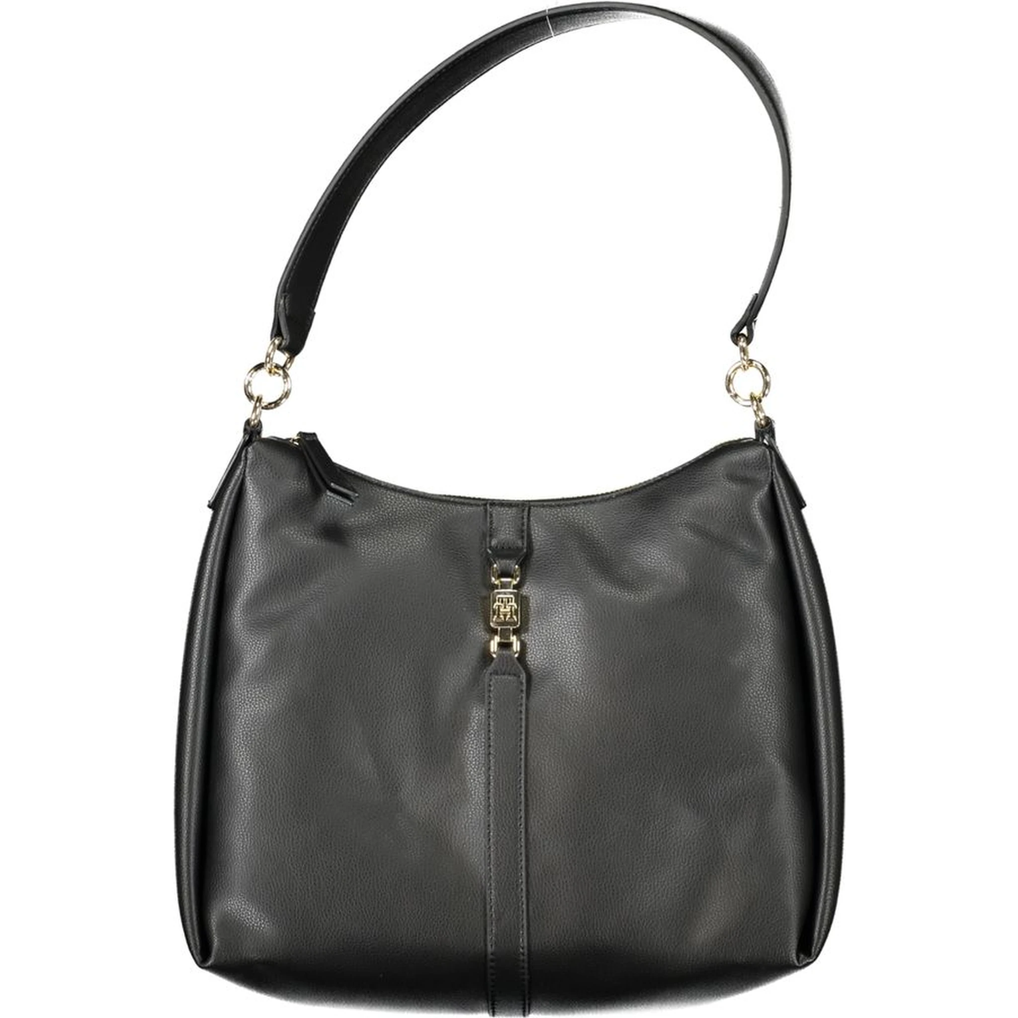 Black polyester shoulder bag
