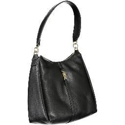 Black polyester shoulder bag