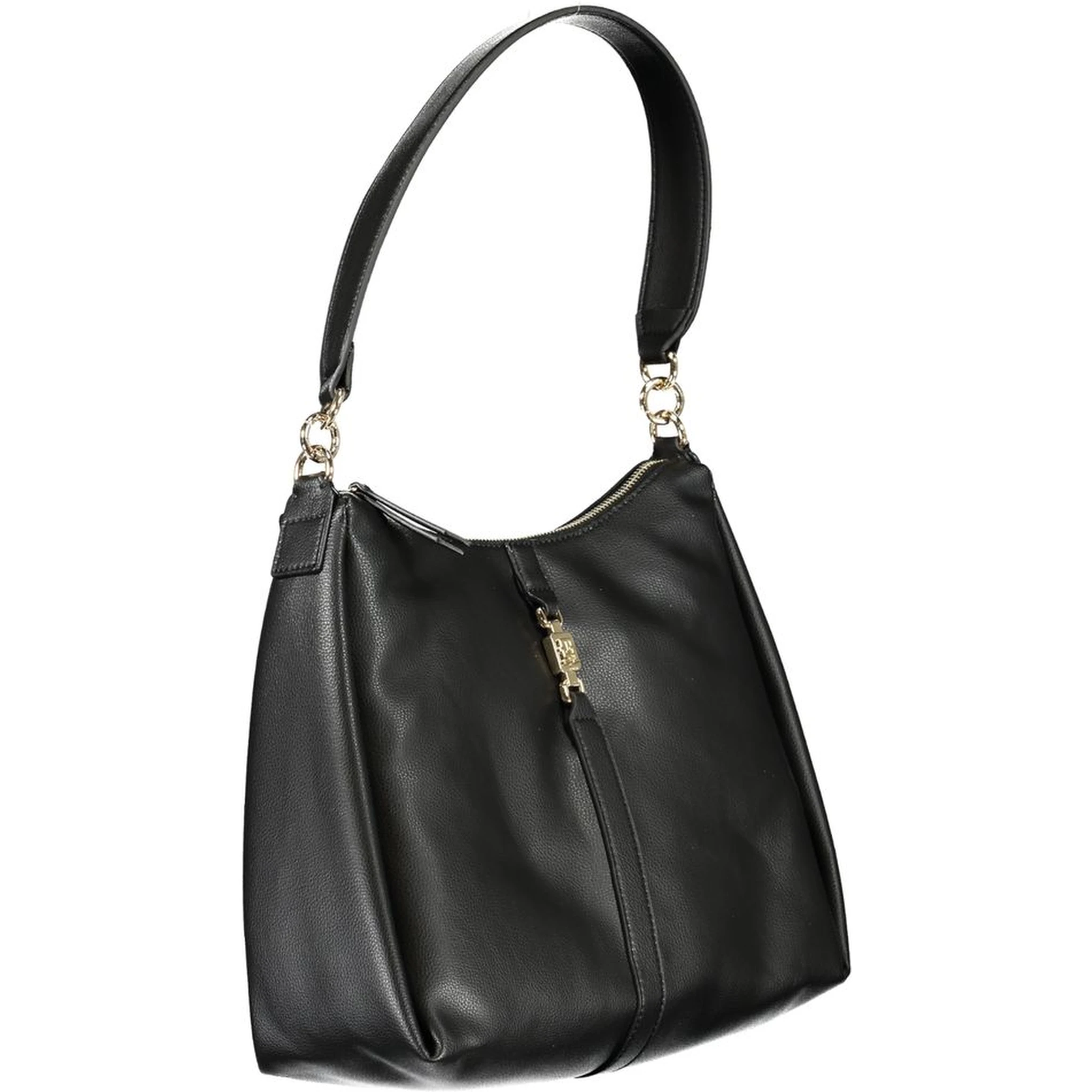 Black polyester shoulder bag