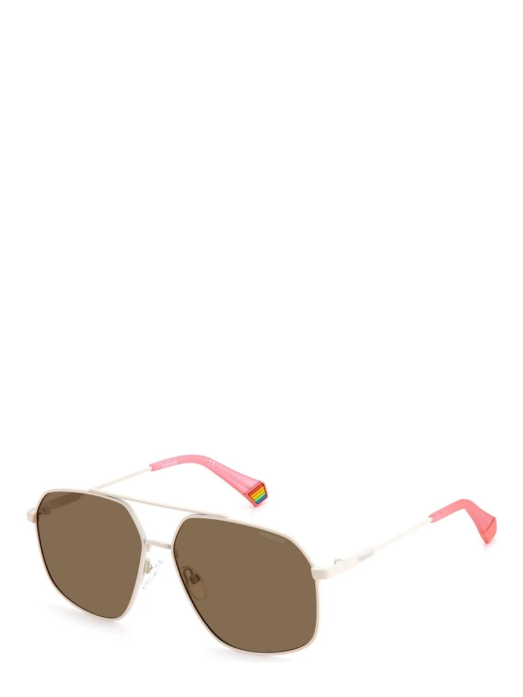 Beige Stainless Steel Sunglasses