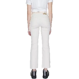 Beige Cotton Bootcut Jeans