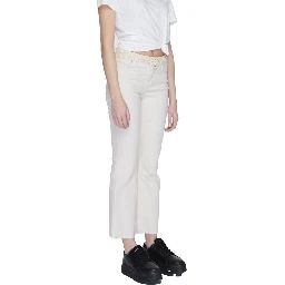 Beige Cotton Bootcut Jeans