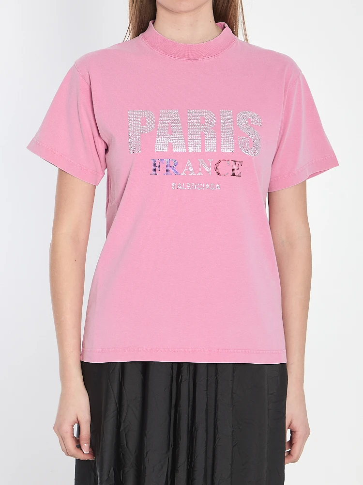 Paris Strass T-shirt In Pink