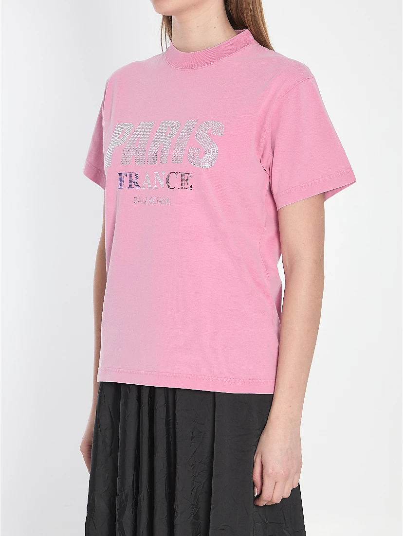 Paris Strass T-shirt In Pink