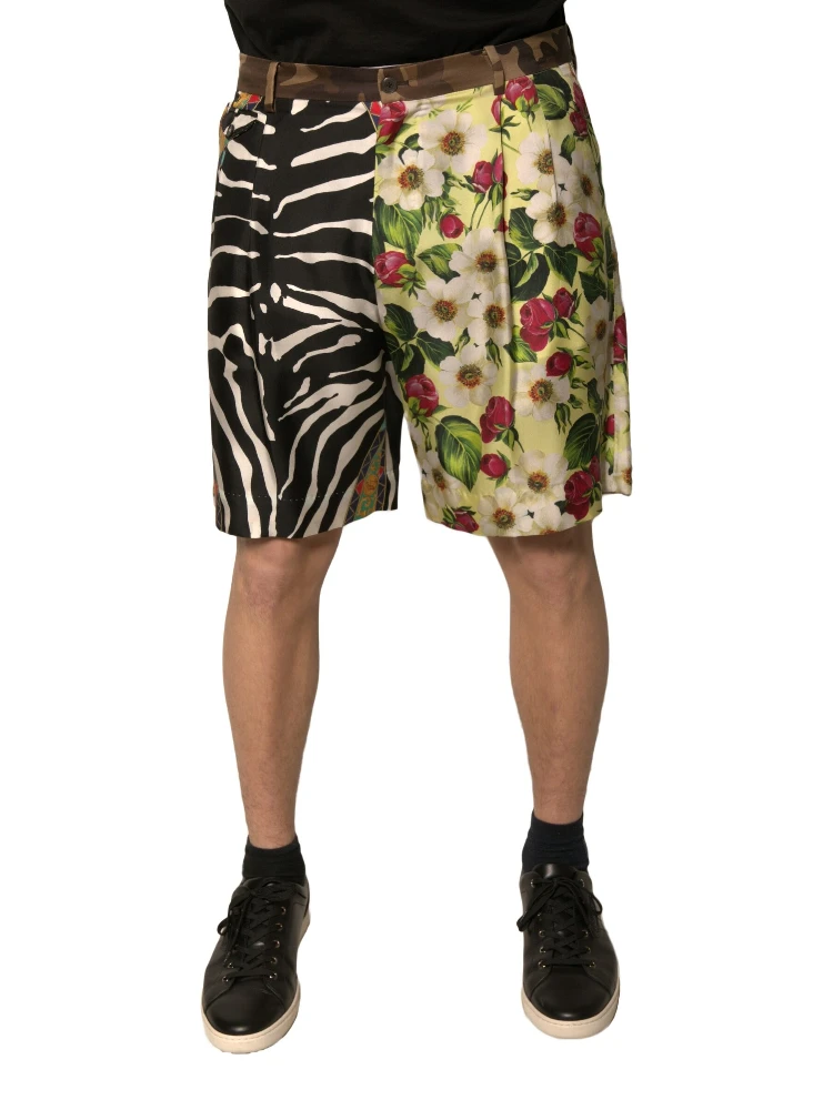 Multicolor Patchwork Silk Men Chino Shorts alternative