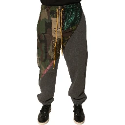 Multicolor Patchwork Cotton Jogger Sweatpants Pants