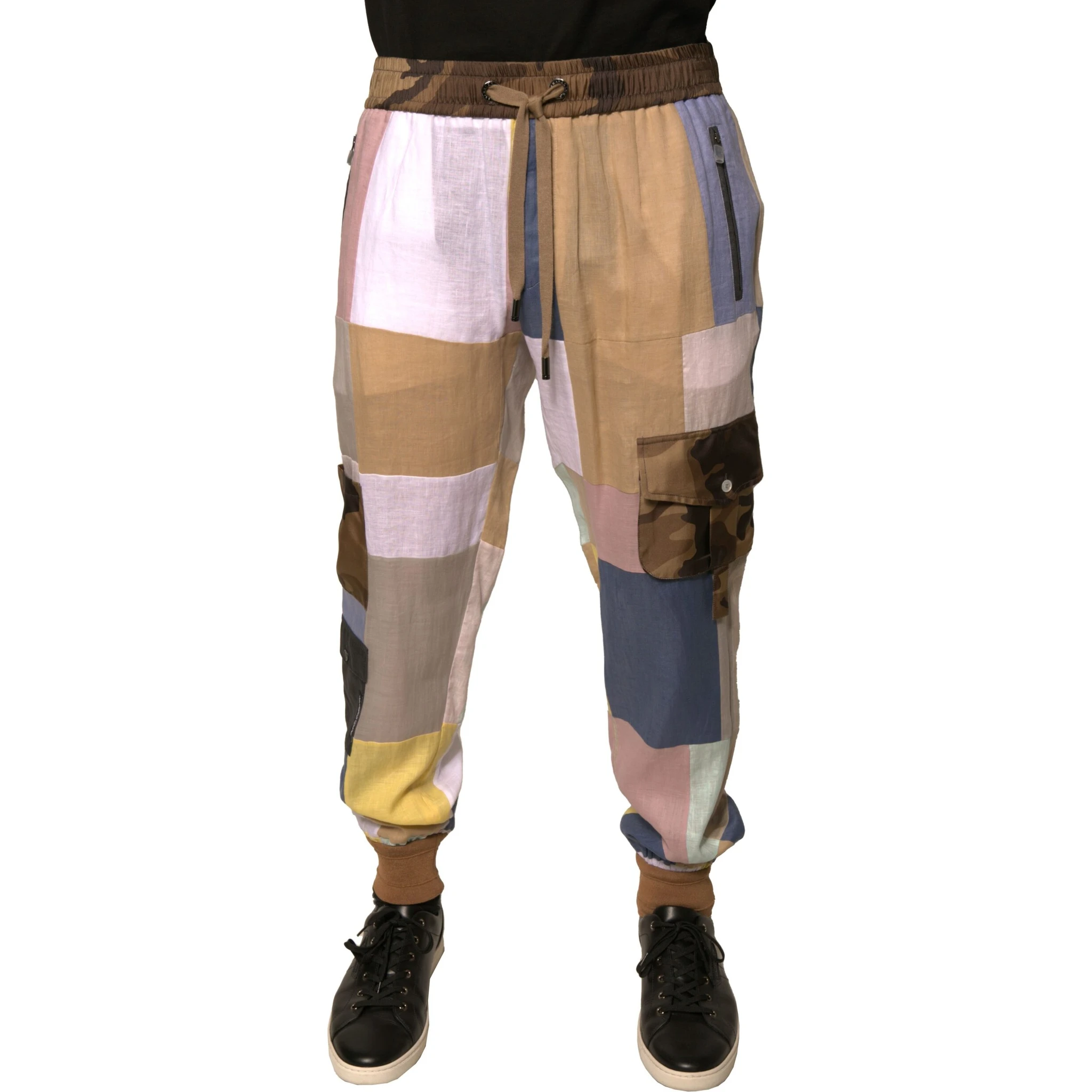 Multicolor Patchwork Jogger Sweatpants Pants