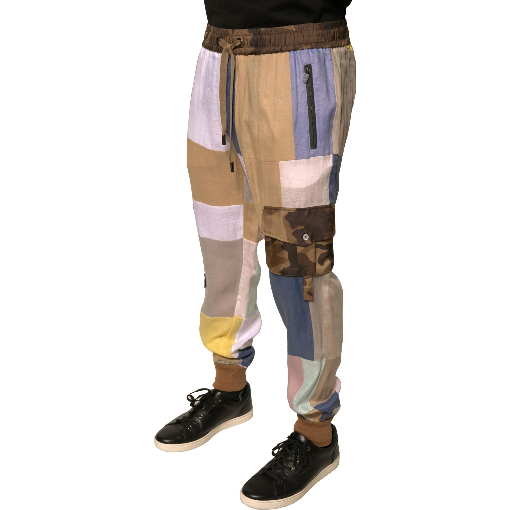 Multicolor Patchwork Jogger Sweatpants Pants