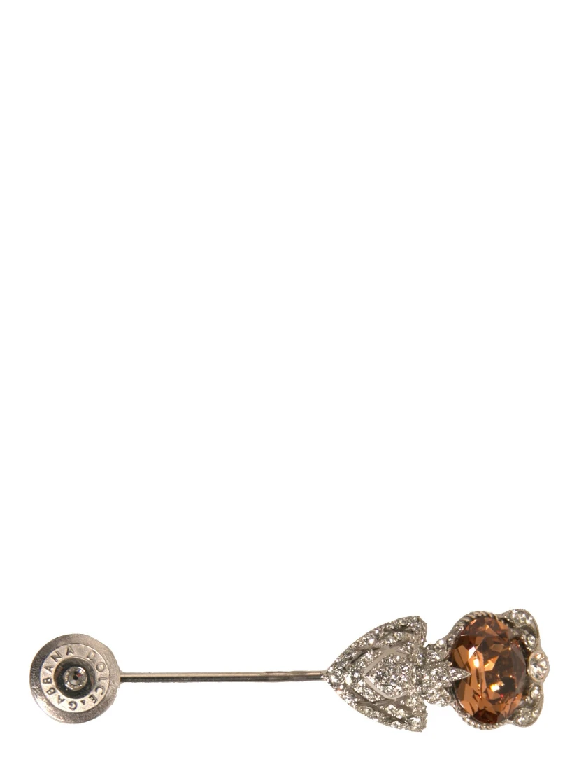 Silver 925 Sterling Silver Crystals Pin Collar Brooch