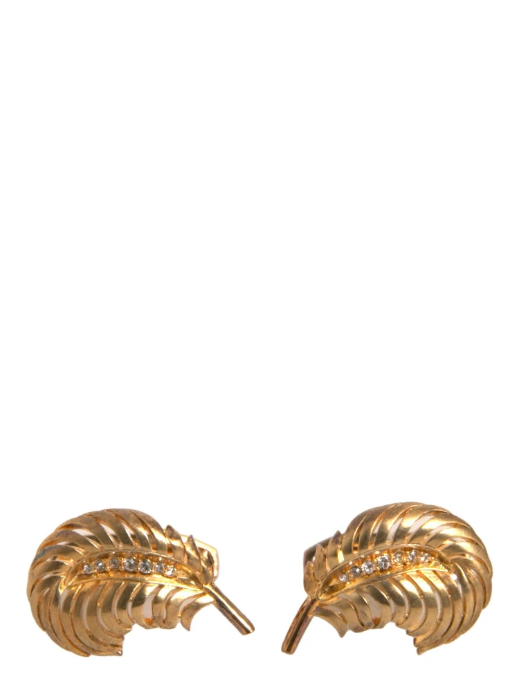 Gold 925 Sterling Silver Crystal Leaf Cufflink alternative